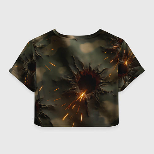 Женский топ Следы от пуль на камуфляже / 3D-принт – фото 2