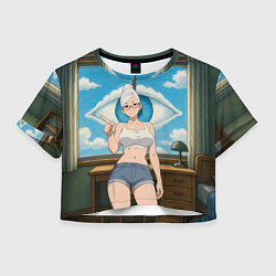 Футболка 3D укороченная женская Dandadan Seiko в комнате указывает, цвет: 3D-принт