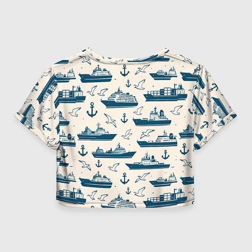 Женский топ Морской паттерн из чаек, якорей и кораблей / 3D-принт – фото 2