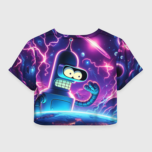 Женский топ Bender in neon space - cartoon Futurama / 3D-принт – фото 2