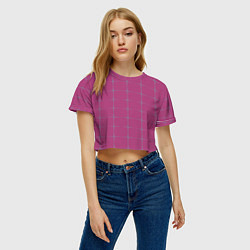 Футболка 3D укороченная женская Color pink stripes, цвет: 3D-принт — фото 2