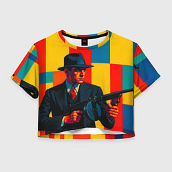 Футболка 3D укороченная женская Гангстер поп-арт, цвет: 3D-принт