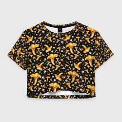 Футболка 3D укороченная женская Грибной дождик, цвет: 3D-принт