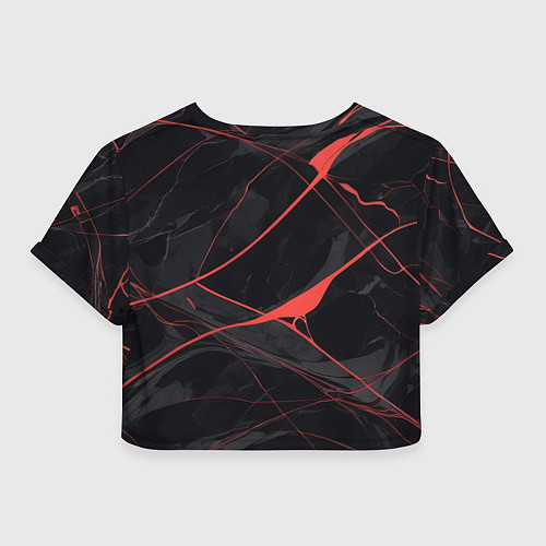 Женский топ Текстура мрамора с красными полосками / 3D-принт – фото 2