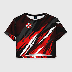 Футболка 3D укороченная женская Umbrella - красное пламя, цвет: 3D-принт