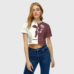 Футболка 3D укороченная женская Силуэт африканки, цвет: 3D-принт — фото 2