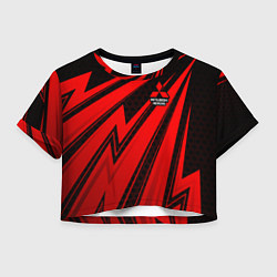 Футболка 3D укороченная женская Митсубиси - красные молнии, цвет: 3D-принт