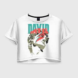 Футболка 3D укороченная женская David Bowie статуя Давида, цвет: 3D-принт