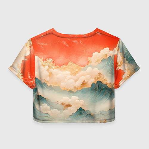 Женский топ Объемные Японские волны текстура / 3D-принт – фото 2