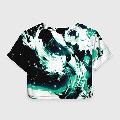 Женский топ Чёрно-зелёный абстракция волна / 3D-принт – фото 2
