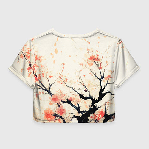 Женский топ Чёрное дерево с цветами абстракция / 3D-принт – фото 2