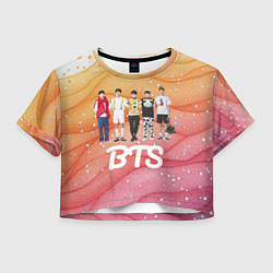 Женский топ BTS желто-розовый блестящий фон