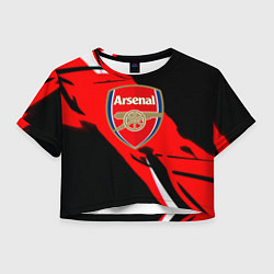 Футболка 3D укороченная женская Арсенал геометрия полосы краски, цвет: 3D-принт