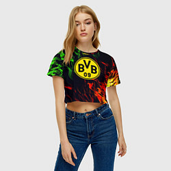 Футболка 3D укороченная женская Borussia flame toxic, цвет: 3D-принт — фото 2