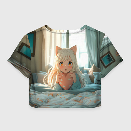 Женский топ Аниме девушка в кровати с сердцем / 3D-принт – фото 2