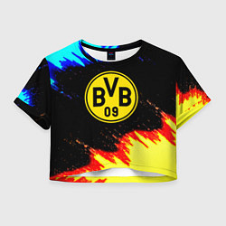 Футболка 3D укороченная женская Borussia огненные и холодные краски, цвет: 3D-принт