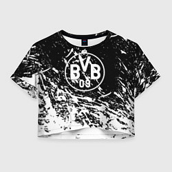 Футболка 3D укороченная женская Borussia белые краски, цвет: 3D-принт