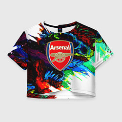 Футболка 3D укороченная женская Arsenal monster, цвет: 3D-принт