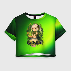 Футболка 3D укороченная женская Нахида Genshin Impact, цвет: 3D-принт