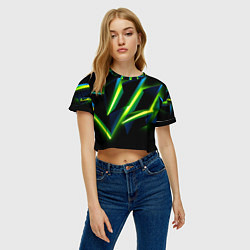 Футболка 3D укороченная женская Geometric neon, цвет: 3D-принт — фото 2