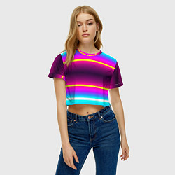 Футболка 3D укороченная женская Color neon, цвет: 3D-принт — фото 2