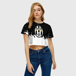 Футболка 3D укороченная женская Juventus белый огонь, цвет: 3D-принт — фото 2