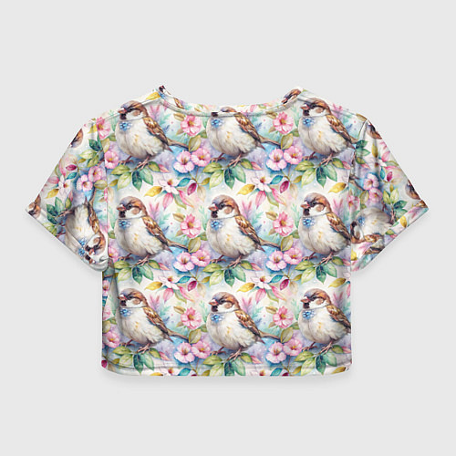 Женский топ Воробей в ярких цветах паттерн / 3D-принт – фото 2