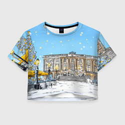 Футболка 3D укороченная женская Новогодний день в Москве, цвет: 3D-принт