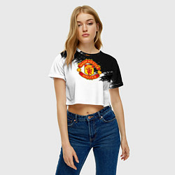 Футболка 3D укороченная женская Манчестер Юнайтед краски белые, цвет: 3D-принт — фото 2