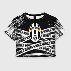 Футболка 3D укороченная женская Juventus подедитель краски, цвет: 3D-принт