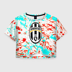 Футболка 3D укороченная женская Ювентус штрихи красок текстура, цвет: 3D-принт