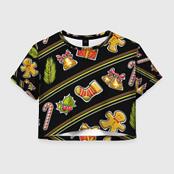 Футболка 3D укороченная женская Рождественский дух, цвет: 3D-принт