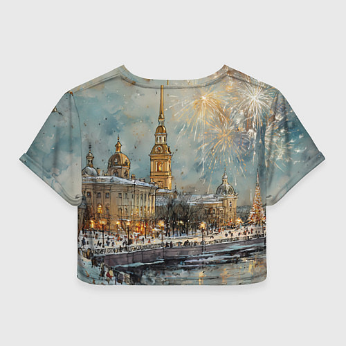 Женский топ Новогодний салют в Питере / 3D-принт – фото 2