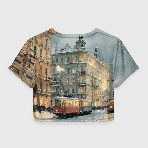 Женский топ Трамваи в зимнем Санкт-Петербурге / 3D-принт – фото 2