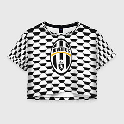 Футболка 3D укороченная женская Juventus геометрия черно белая, цвет: 3D-принт