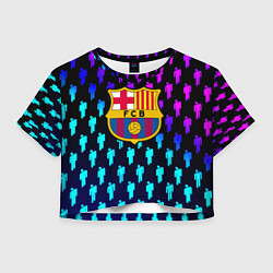 Футболка 3D укороченная женская Barcelona люди градиент неон, цвет: 3D-принт