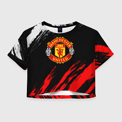 Футболка 3D укороченная женская Манчестер Юнайтед x Ювентус краски, цвет: 3D-принт