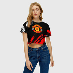 Футболка 3D укороченная женская Манчестер Юнайтед x Ювентус краски, цвет: 3D-принт — фото 2