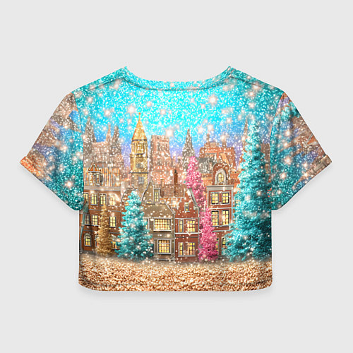 Женский топ Новогодний город в блестках / 3D-принт – фото 2