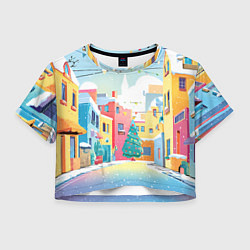 Женский топ Разноцветный новогодний дворик