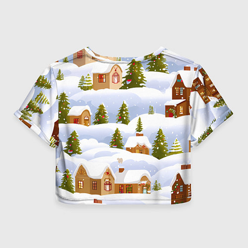Женский топ Новогодние домики и елочки / 3D-принт – фото 2