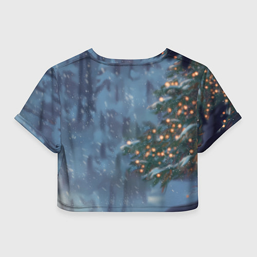 Женский топ Лошадь на фоне новогодней елки / 3D-принт – фото 2