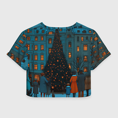 Женский топ Люди встречают новый год во дворе / 3D-принт – фото 2