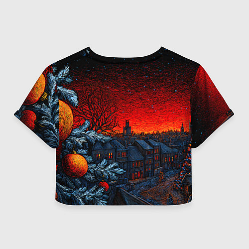 Женский топ Новый год в ночном городе / 3D-принт – фото 2