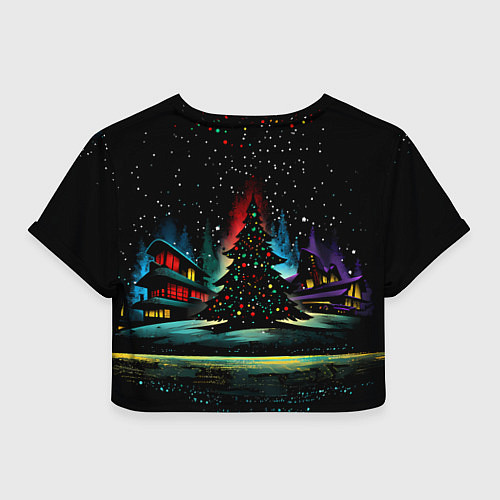 Женский топ Новый год на черном фоне / 3D-принт – фото 2