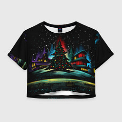 Женский топ Новый год на черном фоне
