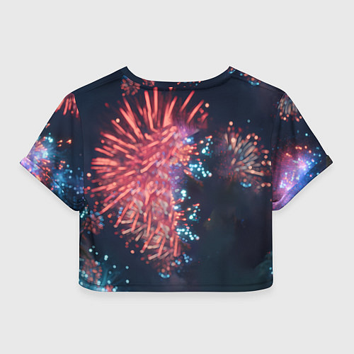 Женский топ Лошадь с подарком на фоне салюта / 3D-принт – фото 2