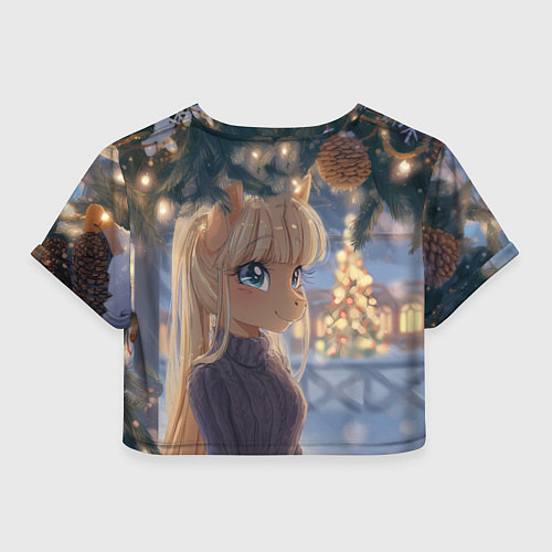 Женский топ Новогодняя анимешная лошадка / 3D-принт – фото 2