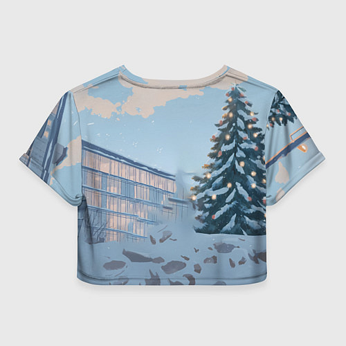 Женский топ Новогодняя лошадка у елочки / 3D-принт – фото 2