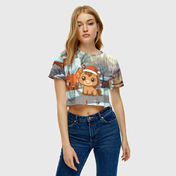 Футболка 3D укороченная женская Милая лошадка символ 2026, цвет: 3D-принт — фото 2